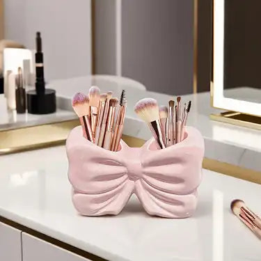 1PC Vanity Brush Stand (Stylish Bow Design, 5x3 Inch)
