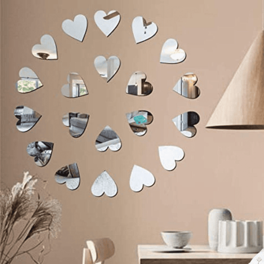50 Pcs Heart shine Mirror Wall Stickers (1Inch)