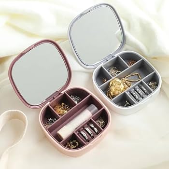 Portable Jewelry Box Organizer With Mirror