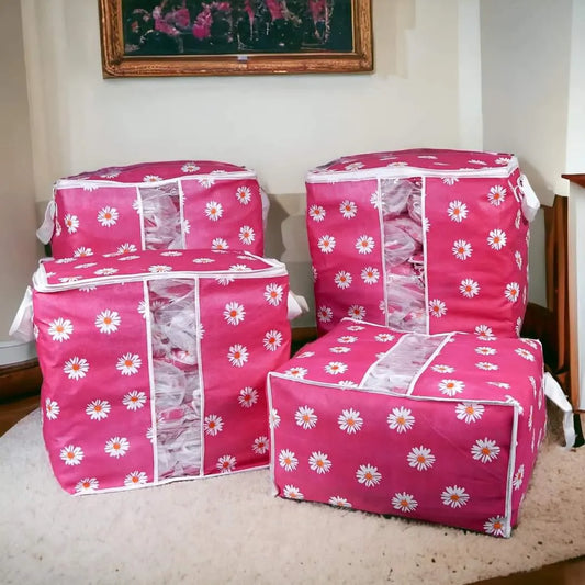 Printed Multipurpose Storage Bag – Daisy Flower Pink Organizer