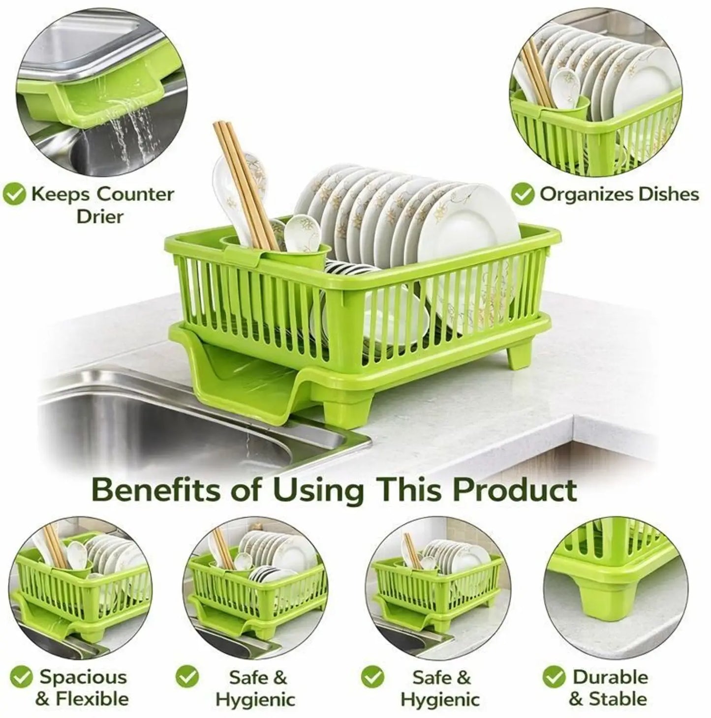 Heavy Duty Dish Drying Rack with Tray