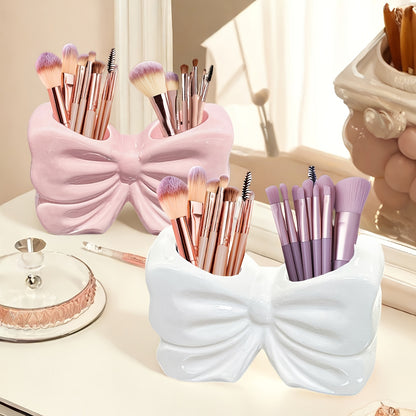 1PC Vanity Brush Stand (Stylish Bow Design, 5x3 Inch)