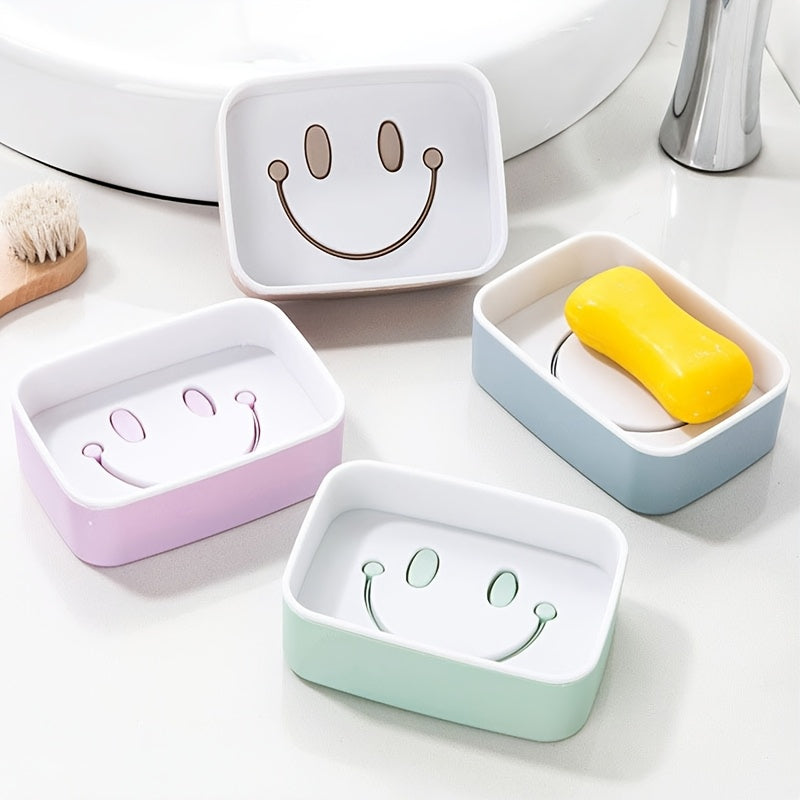 1Pcs Double Layer Smiley Soap Holder Tray 