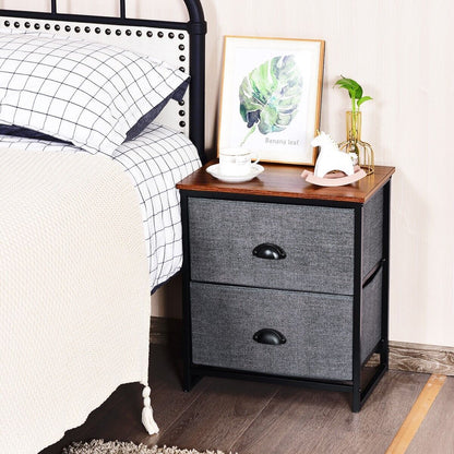 2 Drawer Fabric Bedside Table – Stylish Bedroom Storage Organizer