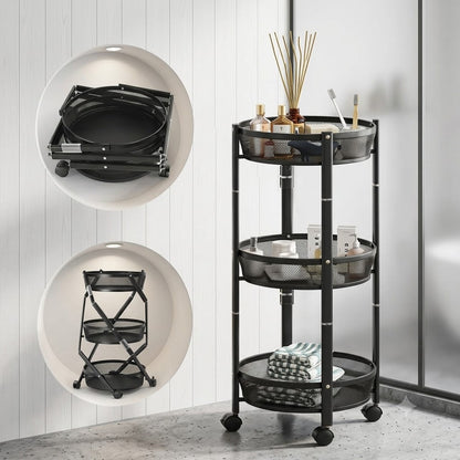 3-Tier Foldable Storage Trolley Rack