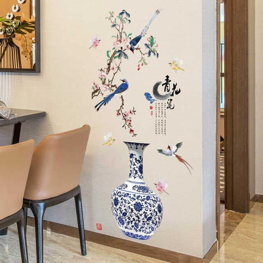 Classic 3D Vase & Flower Wall Sticker