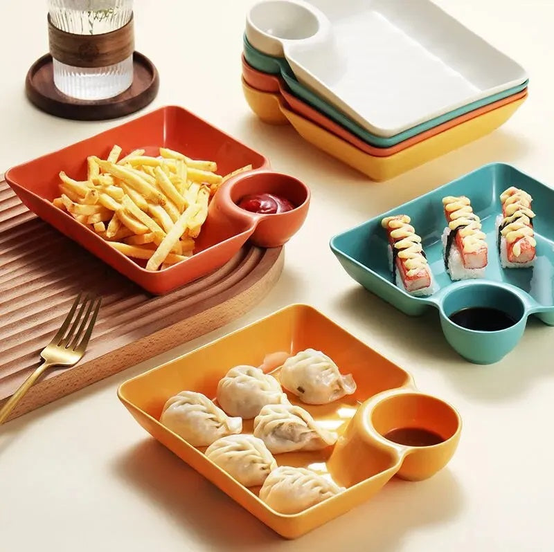 4 Set Square Dumpling Plate Set