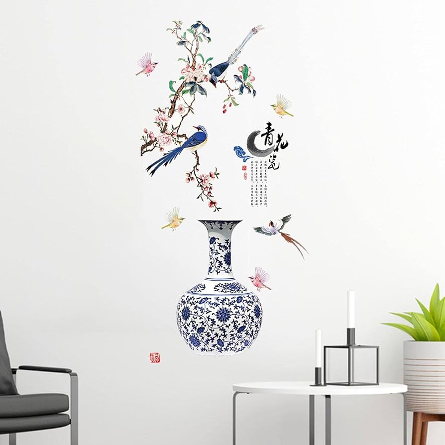 Classic 3D Vase & Flower Wall Sticker
