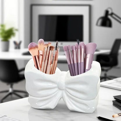 1PC Vanity Brush Stand (Stylish Bow Design, 5x3 Inch)