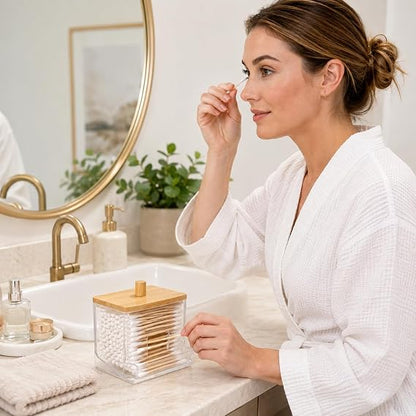 Clear Cosmetic Storage Holder – Cotton Swab & Beauty Accessory Organizer