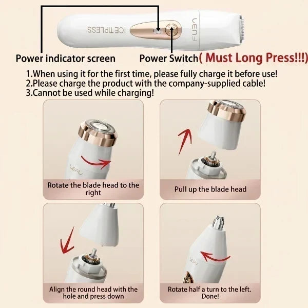 Compact 3-in-1 Beauty Trimmer – Rechargeable Hair Removal Kit