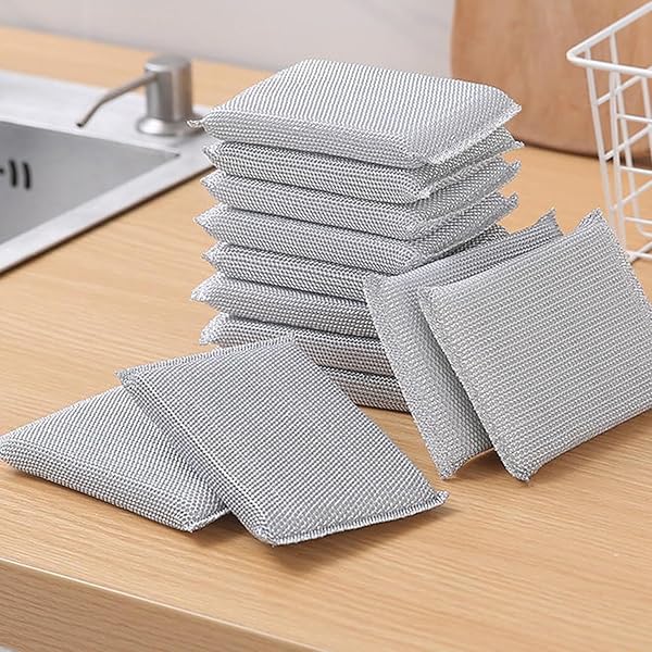 Durable Steel Scrubbers For Kitchen Cleaning  4 Pack