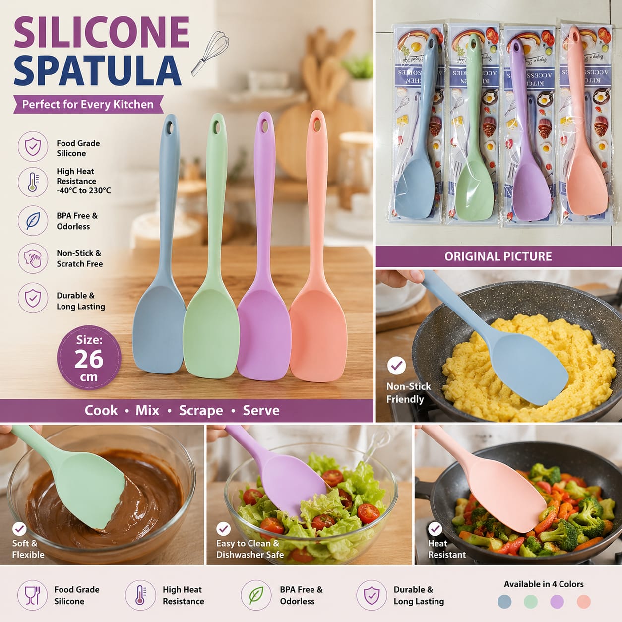 Flexible Non-Scratch Silicone Spatula