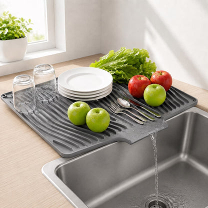 Anti-Slip Silicone Dish Drainer Mat, Kitchen Counter Drying Pad