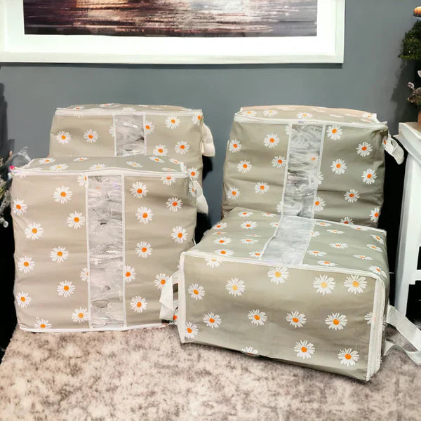 Grey Flower Printed Storage Bag Under 1$