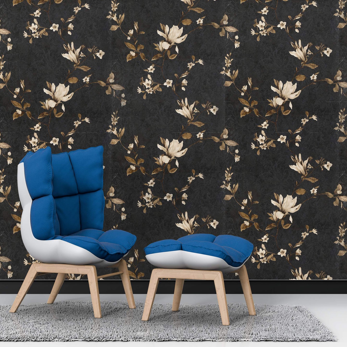 Interior Wall Decoration PVC Floral Design Wallpaper (60x200cm)