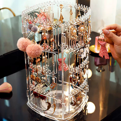 Large Capacity Transparent Rotating Jewelry Organizer Case