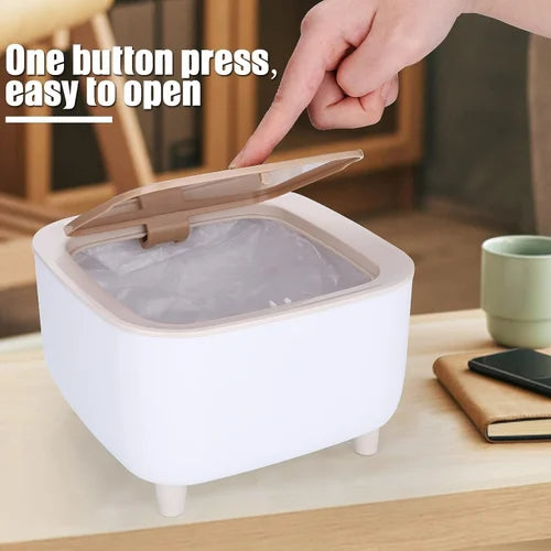 Mini Desktop Waste Bin – Stylish Countertop Trash Can with Lid