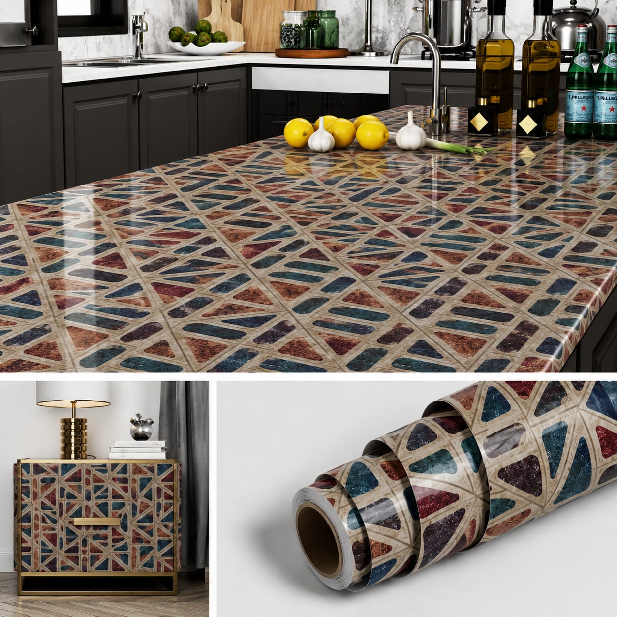 Peel & Stick Vinyl Wallpaper – Cabinet, Countertop & Shelf Liner (60x200cm)