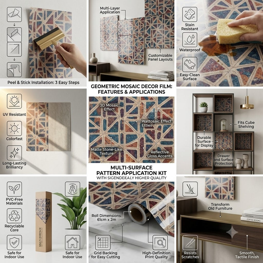 Peel & Stick Vinyl Wallpaper – Cabinet, Countertop & Shelf Liner (60x200cm)