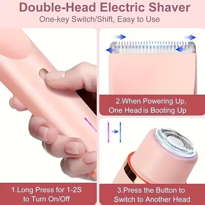 Portable 2-in-1 Beauty Shaver – Dual-Head Electric Trimmer for Women