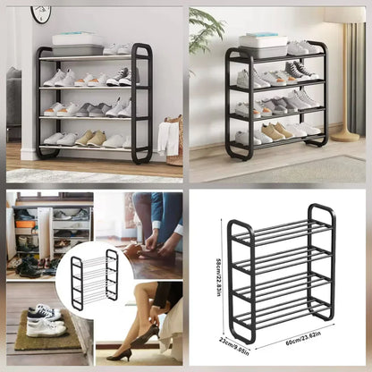 Portable 4 Tier Shoe Rack Storage Shelf for Bedroom and Hallway