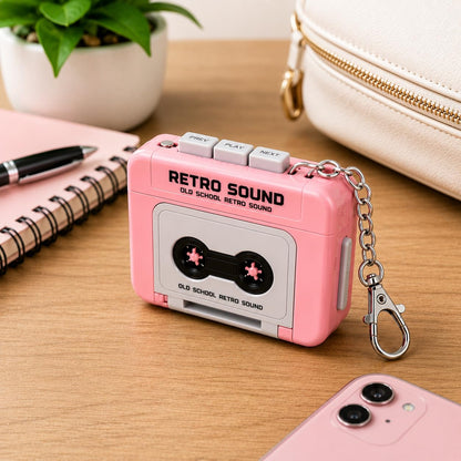 Portable Retro Voice Recorder Keychain – Mini Audio Device Style Key Ring