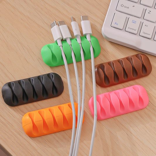 Self-Stick Silicone Cable Holder – Multi-Slot Wire Organizer for Desk & Home