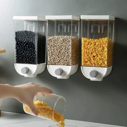 Wall Mounted Press Cereals Dispenser Grain Storage Box