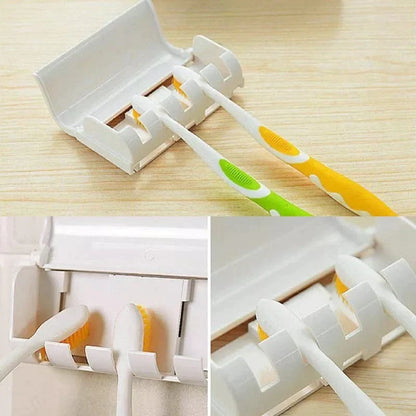 Best Quality Set of Toothpaste Dispenser & Brush Holder - White