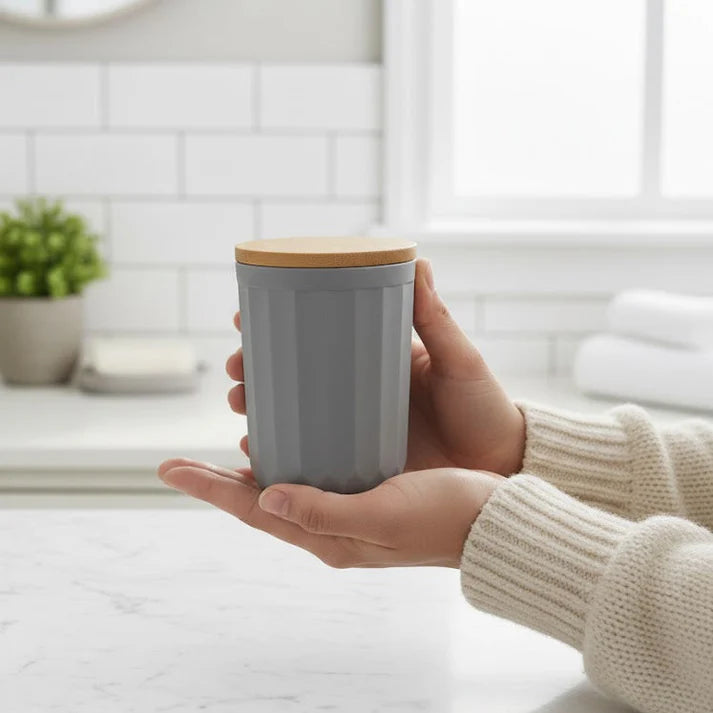 Elegant Bathroom Set With Wooden Texture