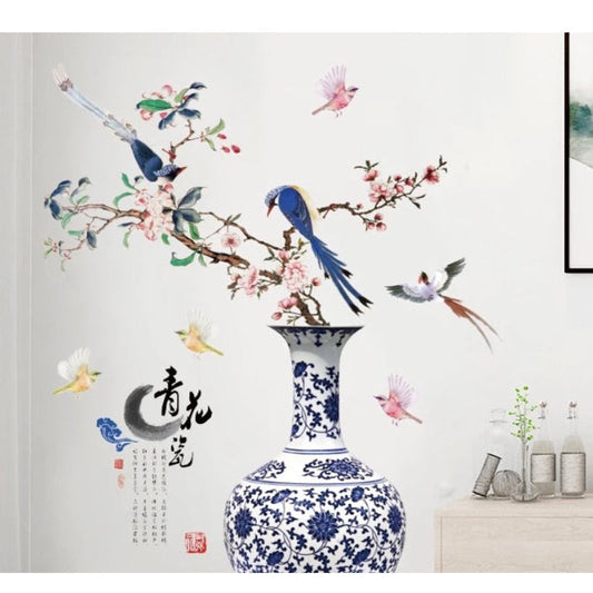 Classic 3D Vase & Flower Wall Sticker
