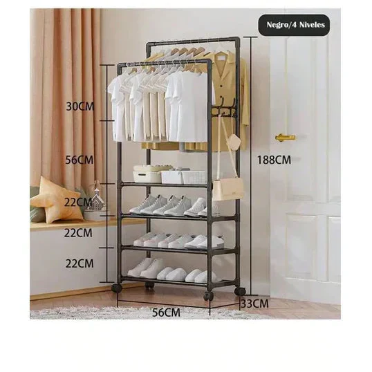 Space-Saving Dual Pole Coat Stand