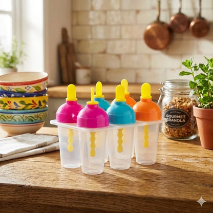 DIY Ice Pop Kit For Kids 6Pcs , Safe & BPA Free Molds